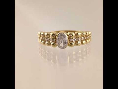 Milgrain Gold Ring with Cubic Zircon - 10k,14k,18k