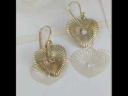 Heart Drop Earrings Crystal Center