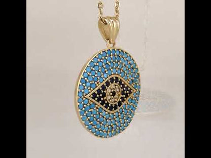 Turquoise Evil Eye Disc Pendant