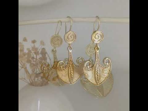 Scrollwork Drop Earrings with Spiral Accent