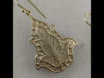 Ornate Filigree Dangle Earrings with Floral Tulip Motif