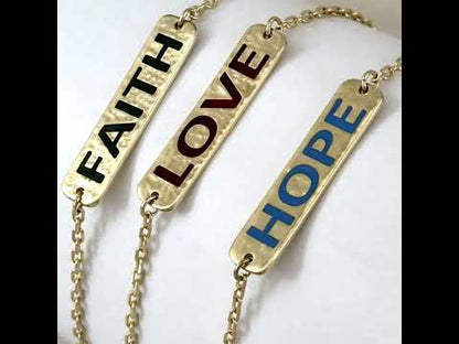 Faith- Love- Hope Enamel Bar Bracelet