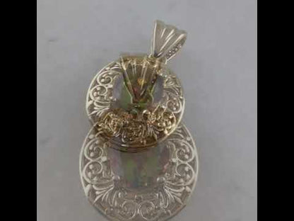 Scrollwork Pendant with Zultanite, Morganite and Tanzanite Colored Oval Quartz Gemstone