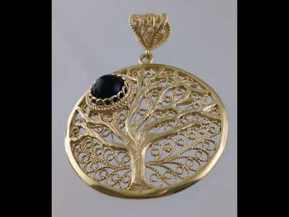 Tree of Life Pendant with Black Onyx – Symbolic Jewelry