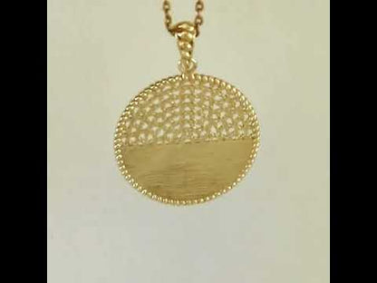 Round Openwork Pendant with Woven Lattice and Textured Detail