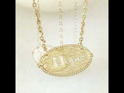 Oval Hope Cutout Necklace with Textured Pendant