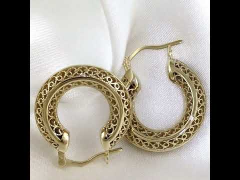 Stunning Gold Filigree Hoops – Artisan Handcrafted Small Hoops, 1-Inch Vintage-Inspired Jewelry
