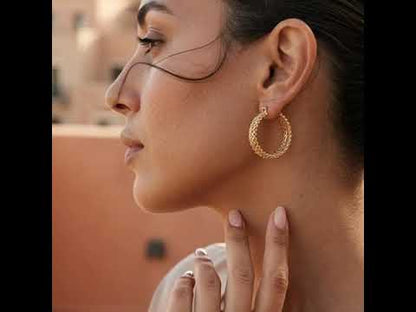 Ornate Filigree Hoop Earrings with Wavy Openwork Detail