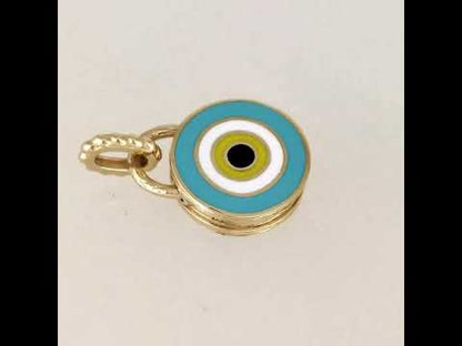 Round Gold Plated Evil Eye Multicolored Enamel Evil Eye Pendant