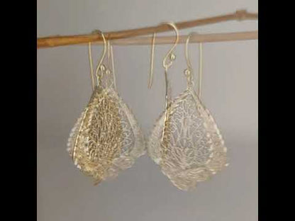 Filigree Fan Drop Earrings w/ sparkling diamond cut