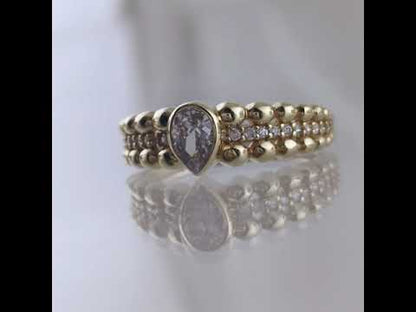 Gold Ring with Pear Cubic Zircon - 10k,14k,18k