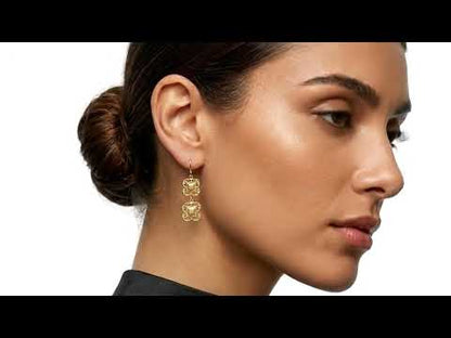 Double Royal Tile Scroll Drop Earrings