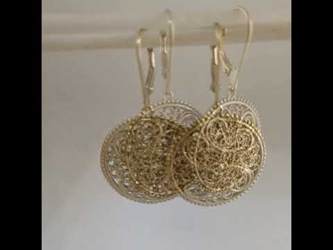 Round Scrollwork Filigree Medallion Drop Earrings