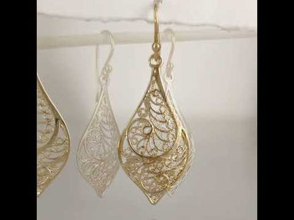 Filigree Teardrop Drop Earrings