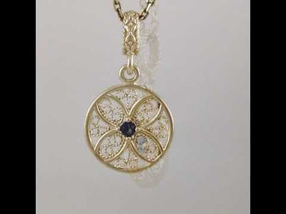Blue Crystal Filigree Pendant Charm