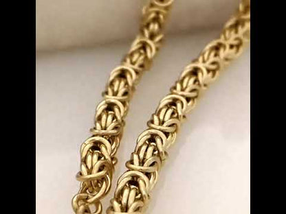 Timeless Classic Byzantine Link Chain Necklace with Black Onyx Toggle Clasp -5.5mm