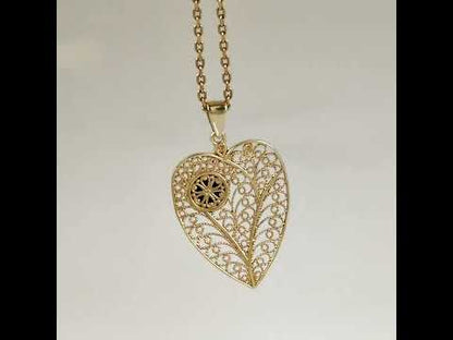 Black Onyx Heart Filigree Pendant