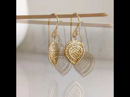 Heart Drop Earrings Textured Detail