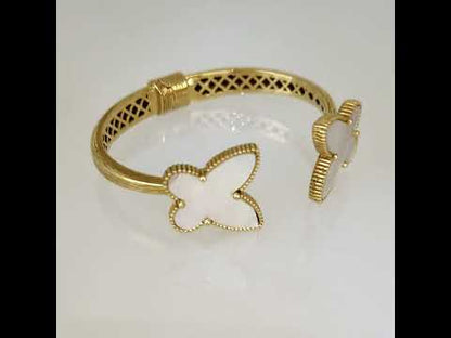 Mother of Pearl Butterfly Open Cuff Bracelet