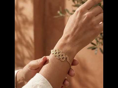Serpentine Wave Filigree Bracelet with Openwork Design