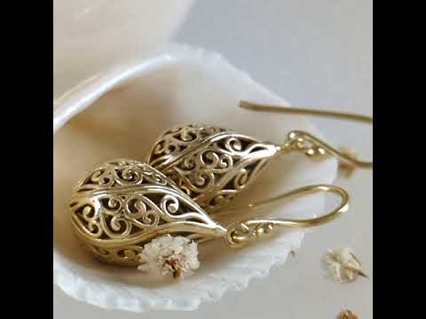 Teardrop Swirl Filigree Earrings with Hollow Design