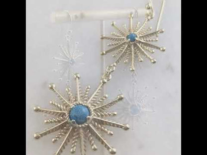 Starburst Drop Earrings – Blue Gem Statement Jewelry
