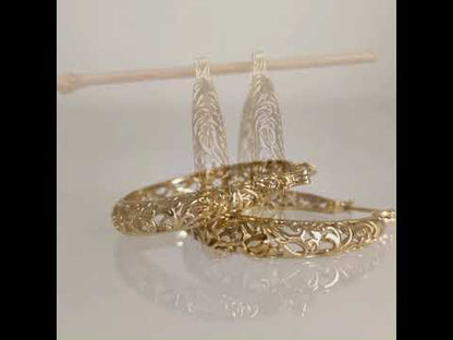 Large Graduated Hoop Earrings with Scrollwork Detailing – 35mm Design