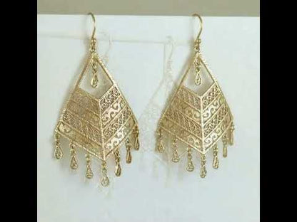 Diamond Openwork Filigree Chandelier Earrings