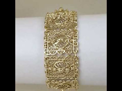 Statement Filigree Panel Bracelet with Toggle Clasp