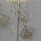 Gold Over Bronze Filigree Diamond-Shaped Dangle Earrings