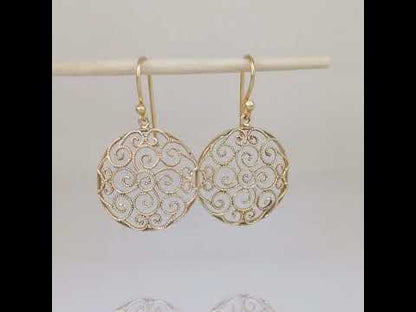 Round Filigree Drop Earrings