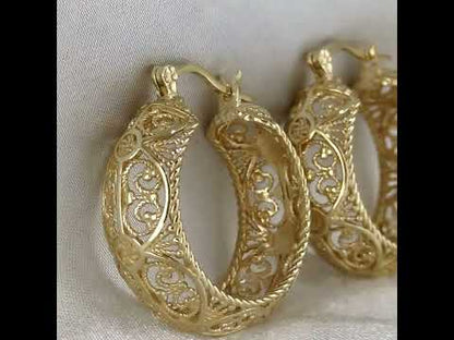 Filigree Hoop Earrings – Intricate Gold Statement Hoops