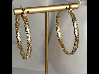 Byzantine Link Hoop Earrings with Timeless Texture