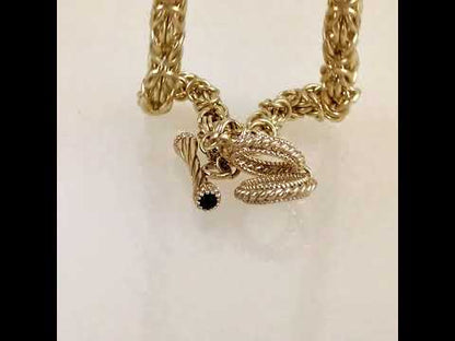 Byzantine Link Chain Necklace with Rope-Textured Toggle Clasp