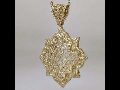Ottoman Star Gold Pendant Filigree Charm 18k Gold Over Bronze Geometric Statement Pendant Turkish Jewelry