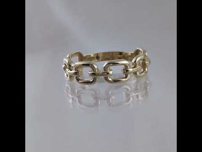 Square Chain Link Gold Ring - 10k,14k,18k