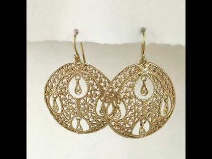 Round Openwork Filigree Drop Earrings