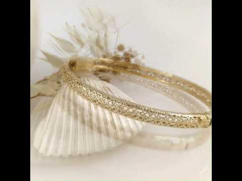 Delicate Filigree Bangle with Click-Top Clasp – Elegant Design from Istanbul – 5mm Width