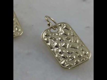 Textured Rectangle Drop Earrings with Hammered Finish