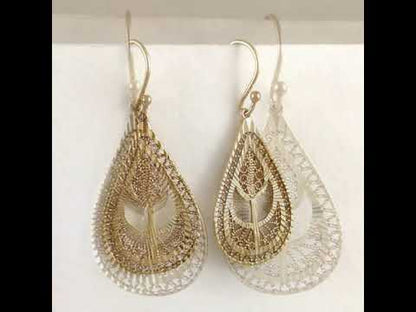 Ornate Teardrop Filigree Drop Earrings with Leaf-Inspired Openwork