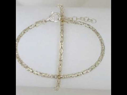 Byzantine Chain Bracelet with Adjustable Fit - Fine Gauge– Gold over Sterling Silver