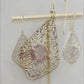 Filigree Drop Earrings with Morganite, Emerald, London Blue Topaz Color Quartz – Vintage-Inspired Jewelry