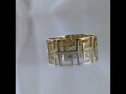 Gold Greek Pattern Band Ring - 18k, 14k, 10k