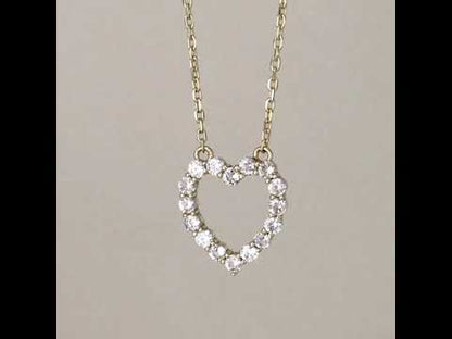 Romantic Gold Heart Necklace White CZ Halo Jewelry Gift