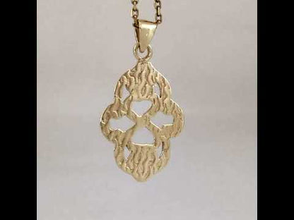 Openwork Quatrefoil Heart Scroll Pendant