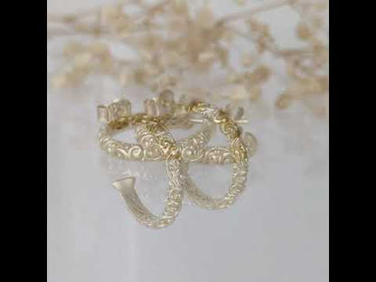 Petite Hoop Earrings with Swirl Filigree Design