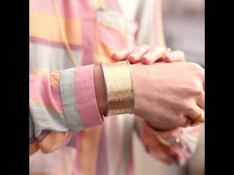 Textured Cuff Bracelet with Diamond-Cut Sparkle - Wide Cuff Bangle