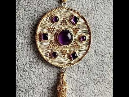 Byzantine Medallion Necklace with Amethyst and Tassel