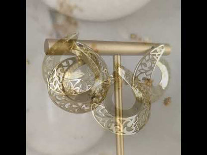 Gold Scrollwork Openwork Statement Earrings