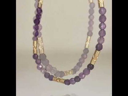 Amethyst Beaded Gold Accent Necklace